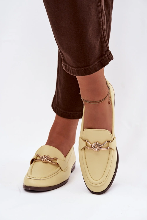 Loafersy Damskie Z Ozdobnym Detalem Żółte Rosynne
