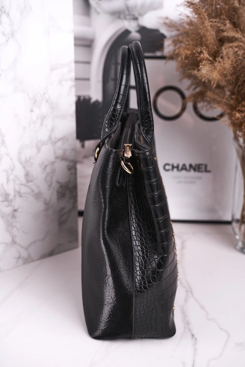 Elegancka Czarna Torebka MONNARI BAG4590-020 Print Zwierzęcy
