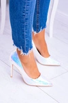 Szpilki damskie Lu Boo Srebrne Opalizujące Szpilki Mylenn