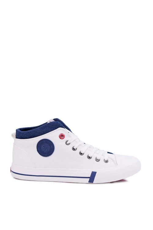 Trampki Męskie Cross Jeans Wysokie Materiałowe Białe DD1R4056