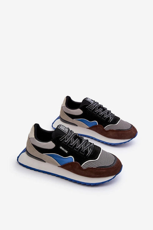 Sneakersy Męskie Big Star NN174322 Memory Foam System Brązowo-Czarne