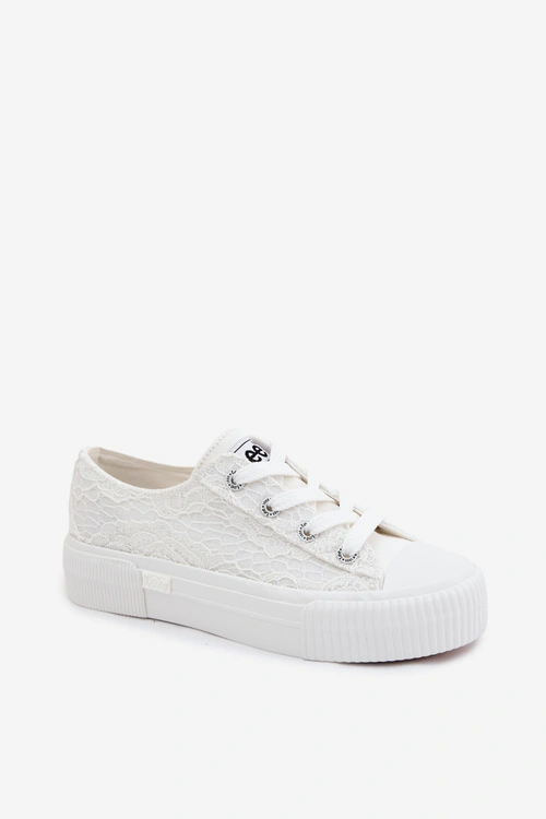 Koronkowe Trampki Damskie Na Platformie LEE ISLA LACE WOMEN LOW 50261003.1FG Białe