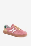 Skórzane Zamszowe Sneakersy Damskie Różowe Coressa