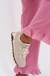 Skórzane Zamszowe Sneakersy Damskie MK61-0705 Szare