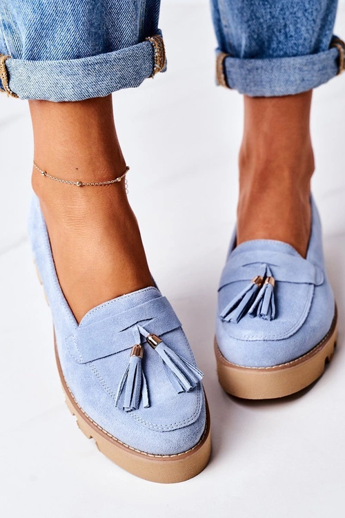 Zamszowe Mokasyny Lewski Shoes 3053 Błękitne
