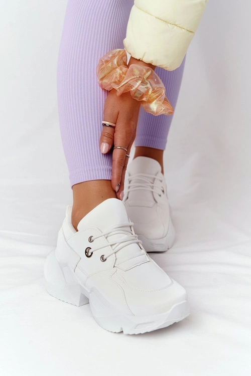 Damskie Sneakersy Na Masywnej Podeszwie Białe Bubbly