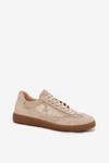 Skórzane Zamszowe Sneakersy Damskie Z Siateczką Zazoo N1142 Beżowe