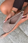 Baleriny Damskie Barefoot Z Naturalnego Zamszu Beżowe Mirelia