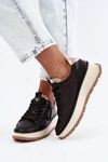 Skórzane Półbuty Sneakersy Na Platformie Artiker 55C0624 Czarne