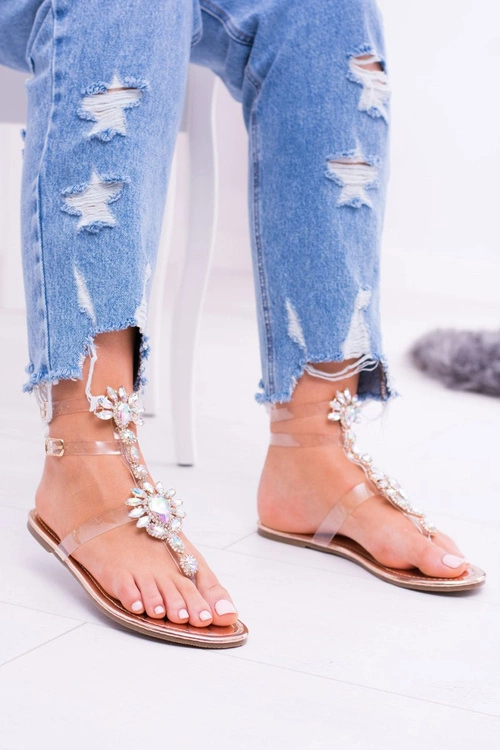 Tanie Buty Lu Boo Eleganckie Złote Sandały Cyrkonie Nomire