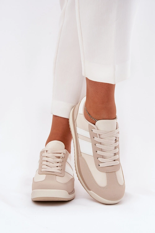 Buty Sportowe Sneakersy Damskie Panterka Beżowe Galabis