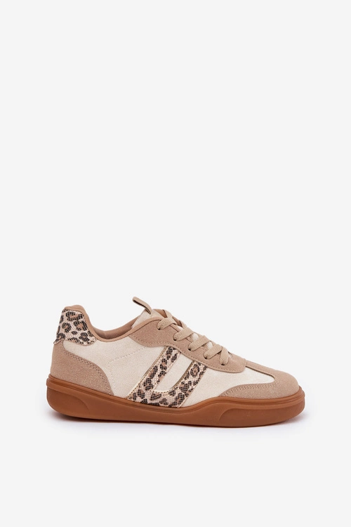 Sneakersy Damskie Z Eko Zamszu Panterka Beżowe Satylies