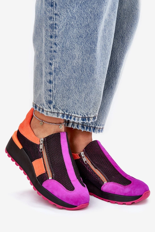 Skórzane Sneakersy Na Koturnie Maciejka 06853-15 Czarne