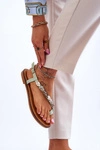 Damskie Sandały Z Ozdobami Na Pasku Zielone Alamis