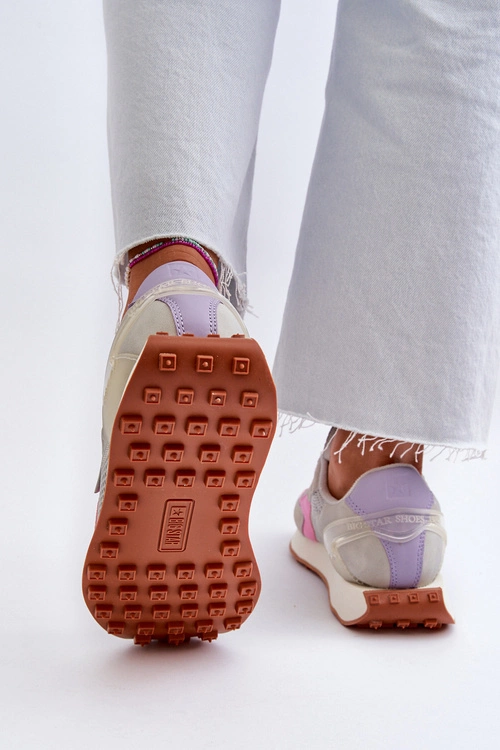 Sneakersy Damskie Na Platformie Memory Foam System Big Star NN274680 Szaro-Różowe