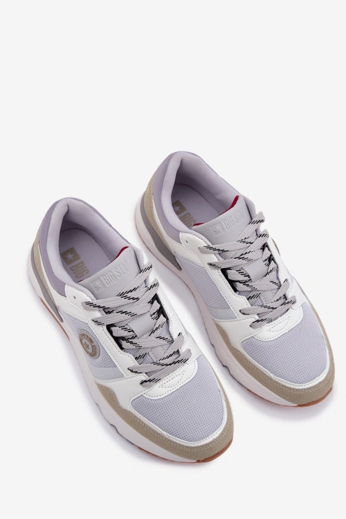 Sneakersy Męskie Na Platformie Big Star TT174032 Biało-Niebieskie