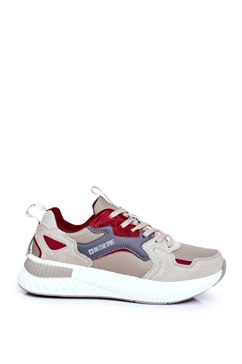 Sportowe Męskie Buty Big Star Szaro Bordowe GG174463
