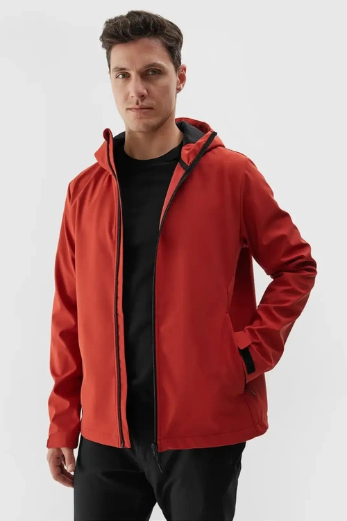Kurtka Męska Softshell Z Kapturem 4F 4FWAW24TSOFM283-61S Czerwona