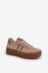Zazoo N1068S4 Damskie Zamszowe Sneakersy Na Platformie Panterka Różowe