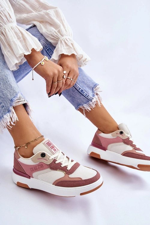 Damskie Buty Sportowe Sneakersy Big Star LL274438 Różowo-Białe