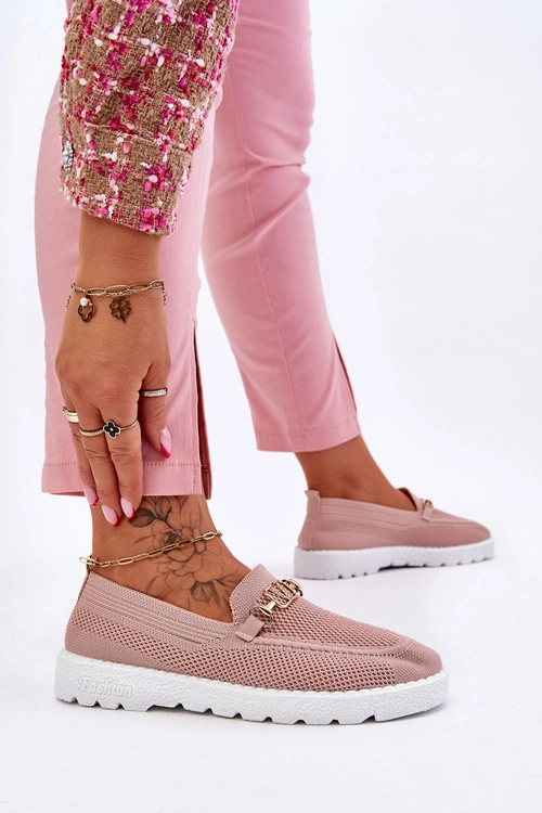 Damskie Wsuwane Tenisówki Slip-On Z Ozdobą Różowe Alena