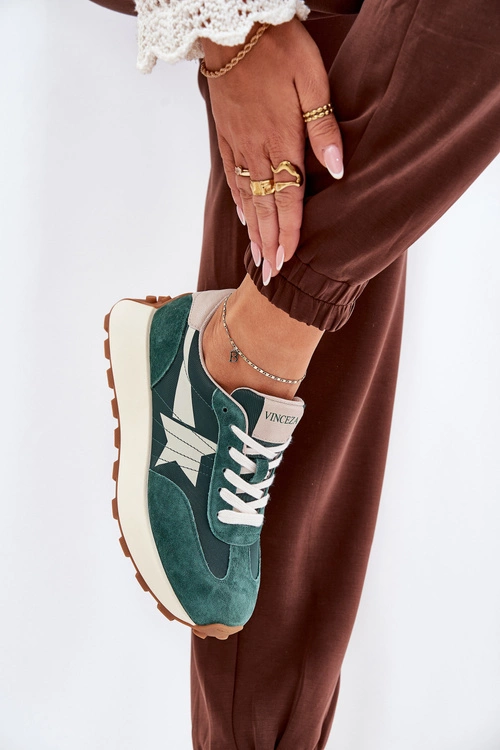 Zamszowe Buty Sportowe Damskie Na Platformie Vinceza 66720 Zielone