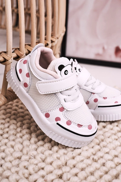 Dziecięce Sportowe Buty Z Pandą Biało Różowe Chico