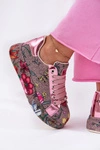 Wzorzyste Sneakersy Na Platformie Ze Zdobieniem GOE RR2N4002 Multikolor