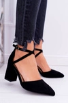 Czółenka Damskie Na Słupku W Szpic Czarne Cosmo