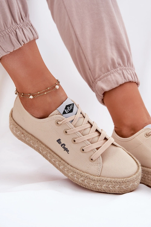 Trampki Damskie Z Plecionką Lee Cooper LCW-25-44-3215 Beżowe