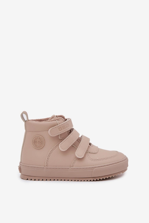 Ocieplane Botki Sneakersy Dziecięce Na Rzepy Big Star SS374072 Beżowe