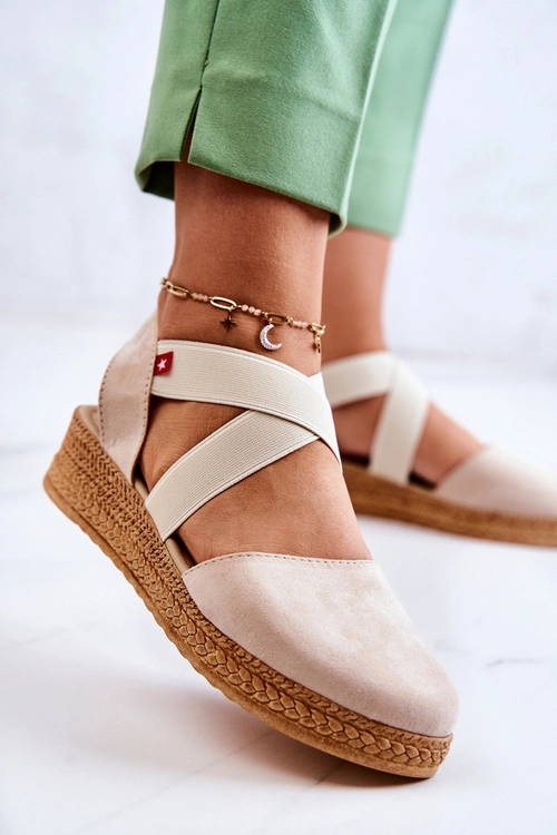 Damskie Zamszowe Espadryle Big Star JJ276038 Beżowe