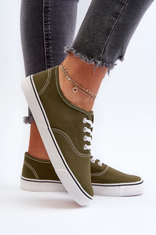 Tenisówki Trampki Damskie Klasyczne Ciemnozielone Olvali