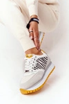Skórzane Sportowe Buty Na Platformie GOE HH2N4001 Biało-Żółte