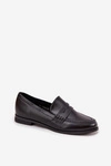 Mokasyny Loafersy Damskie Z Eko Skóry Czarne Bessina