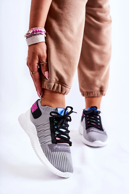 Damskie Wsuwane Sportowe Buty Sneakersy Szare Klayra