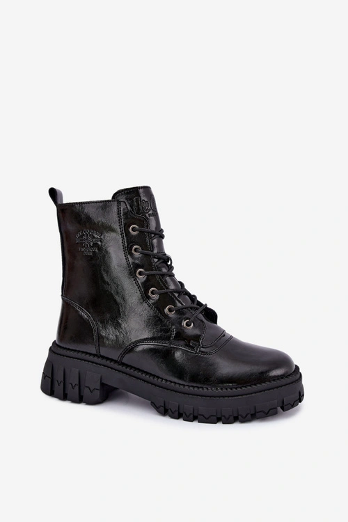 Skórzane Ocieplane Botki Workery Lee Cooper LCJ-26-16-4696 Czarne
