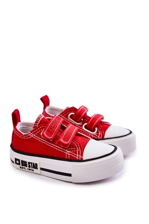 Dziecięce Materiałowe Trampki Na Rzep BIG STAR KK374076 Czerwone