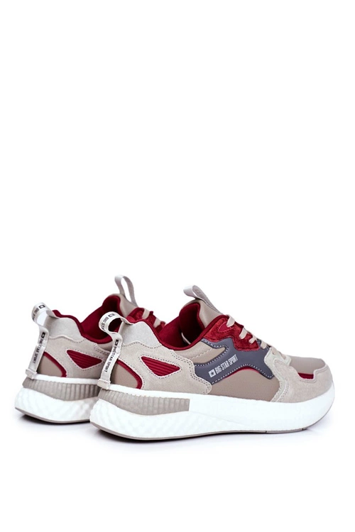 Sportowe Męskie Buty Big Star Szaro Bordowe GG174463