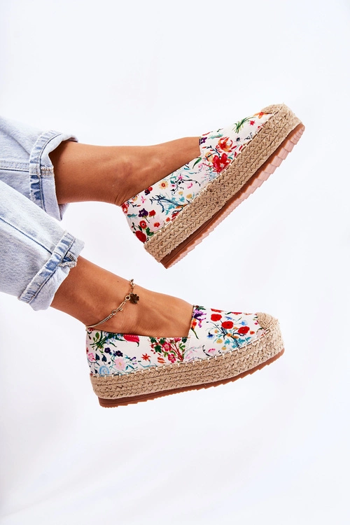 Modne Wsuwane Espadryle W Kwiaty Białe Morice