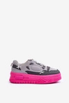 Sneakersy Damskie Na Platformie Szare Finos 