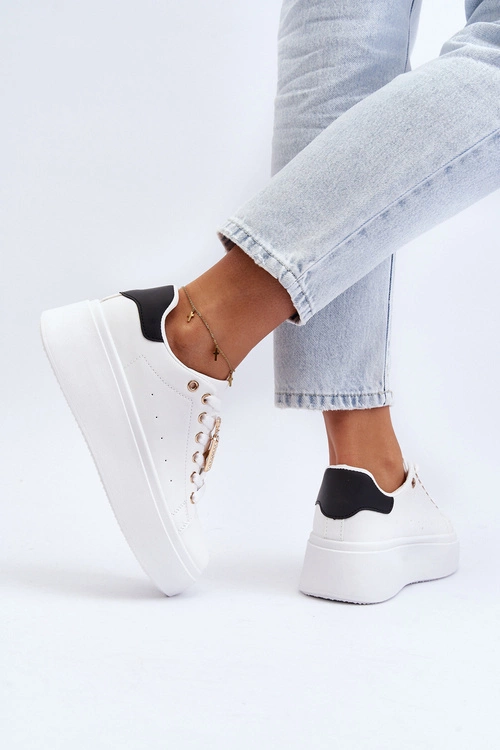 Sneakersy Damskie Z Ozdobą Białe Celedria