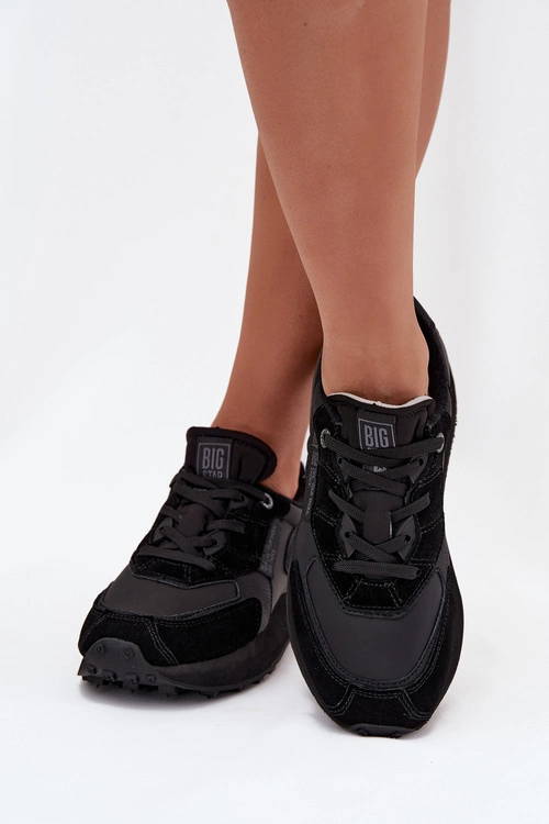 Skórzane Sneakersy Damskie Big Star OO274562 Hi-Poly System Czarne