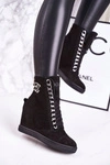Damskie Zamszowe Sneakersy BOOCI 2222/066/s Srebrny Łańcuch Czarne