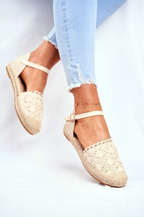 Espadryle Damskie Na Platformie Lniane Beżowe Vienna