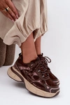 Buty Sportowe Sneakersy Na Platformie Czekoladowe Wanda