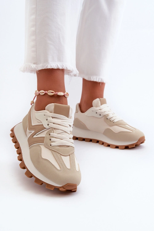 Sneakersy Buty Sportowe Damskie Beżowe Kalelia