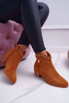 Botki Damskie Płaski Obcas Kowbojki Z Cyrkoniami Camel Patti