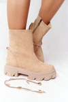 Zamszowe Botki Workery Lewski Shoes 3006-0 Piaskowe