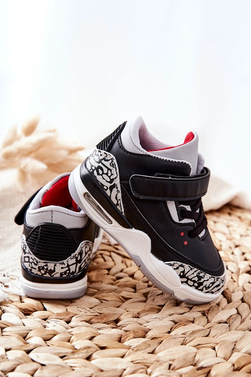Dziecięce Sportowe Buty Czarno-Czerwone Linen